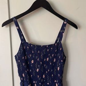 Old Navy smocked top floral navy blue midi dress